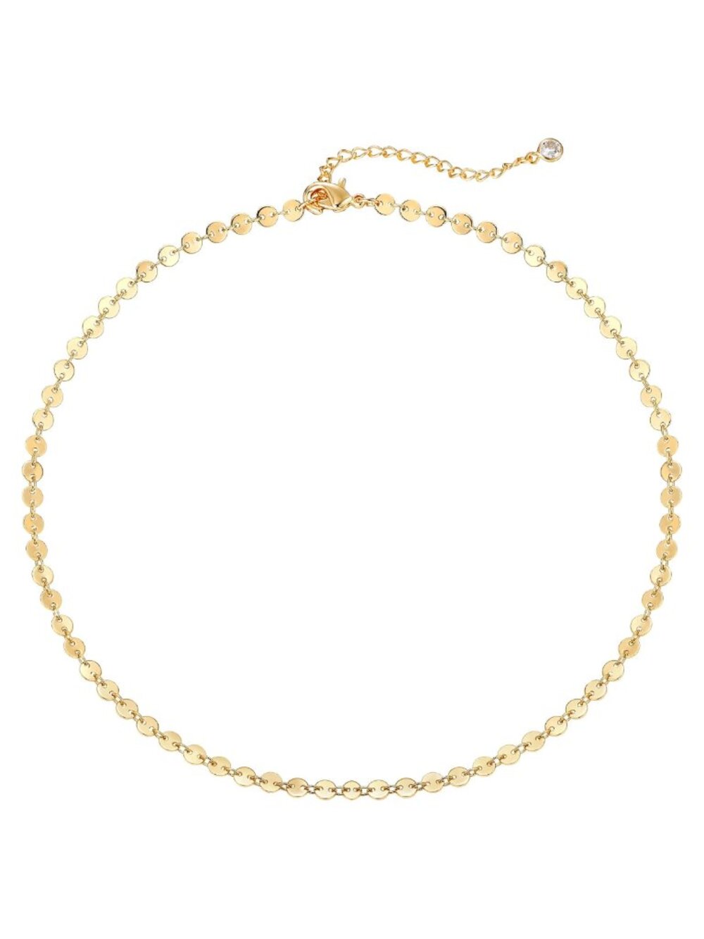 14k Gold Plated Dainty Choker Necklace Coin Disc Layered Women's Jewelry